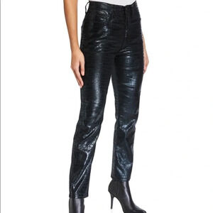 Frame Le Sylvie Slender Straight Jeans in Noir Croc - NEW - Size 30